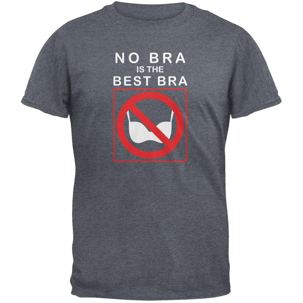 Best No Bra Funny Dark Heather Adult T-Shirt Men's T-Shirts Old Glory 2XL Grey