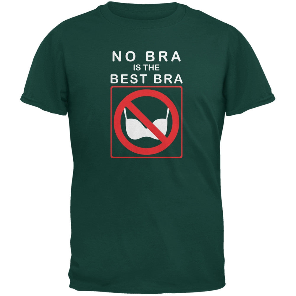 Best No Bra Funny Forest Green Adult T-Shirt Men's T-Shirts Old Glory 2XL Green
