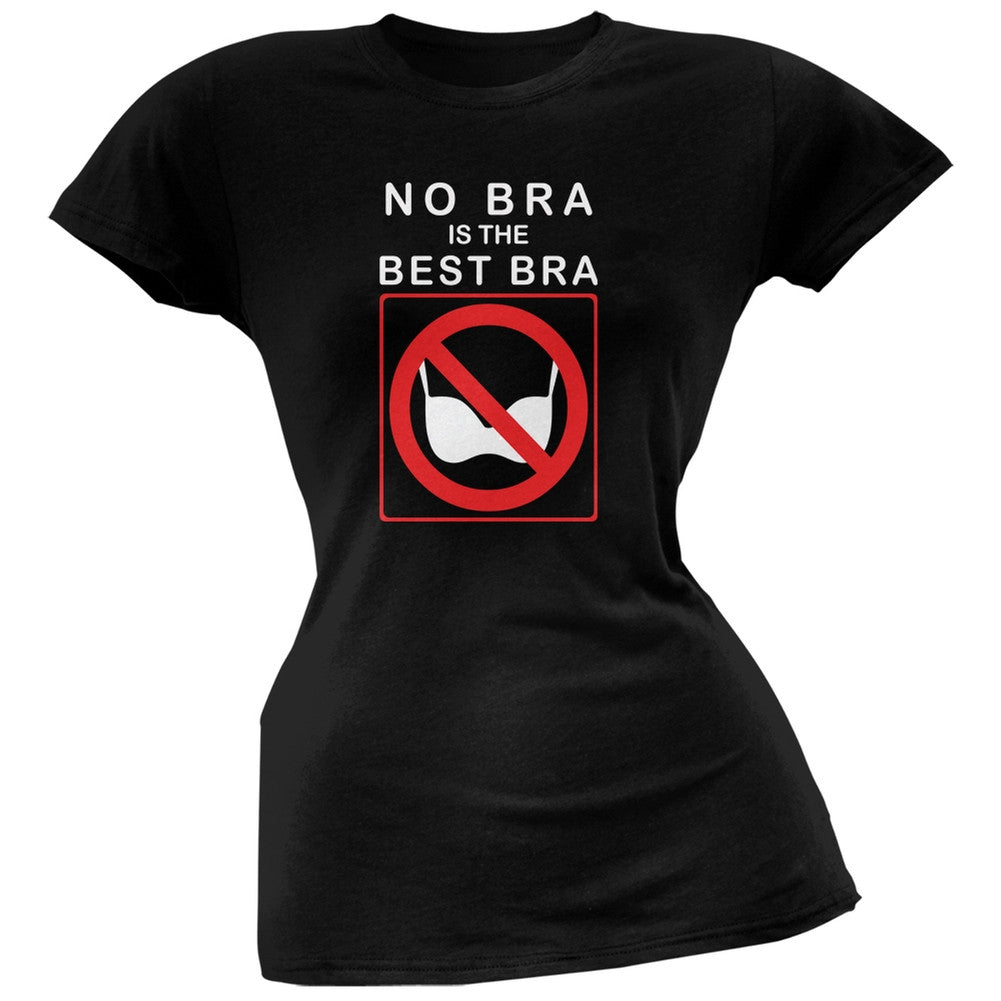 Best No Bra Funny Black Juniors Soft T-Shirt Juniors T-Shirts Old Glory 2XL Black