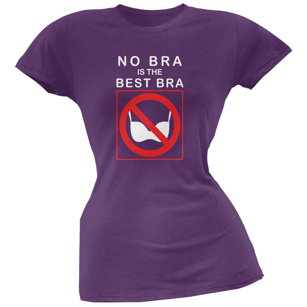 Best No Bra Funny Purple Juniors Soft T-Shirt Juniors T-Shirts Old Glory 2XL Purple