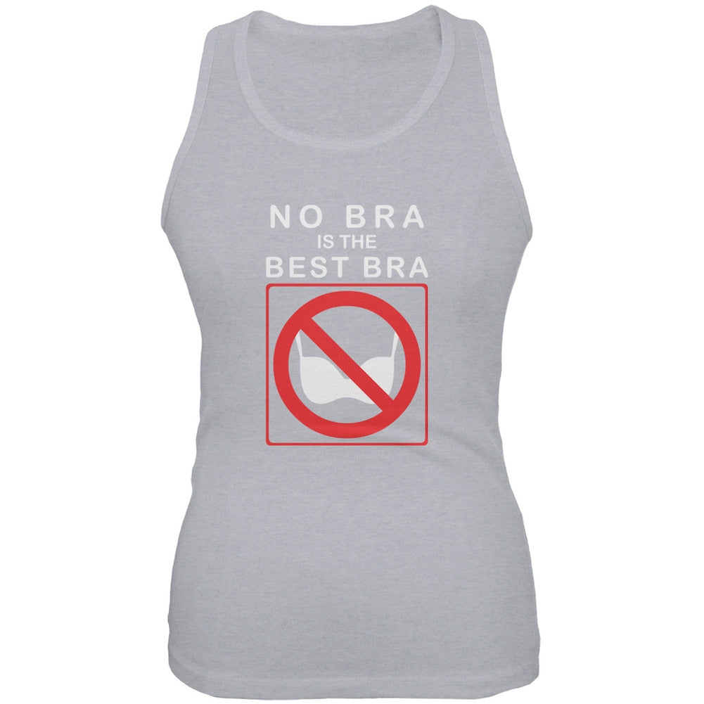 Best No Bra Funny Heather Grey Juniors Soft Tank Top Juniors Tank Tops Old Glory 2XL Grey