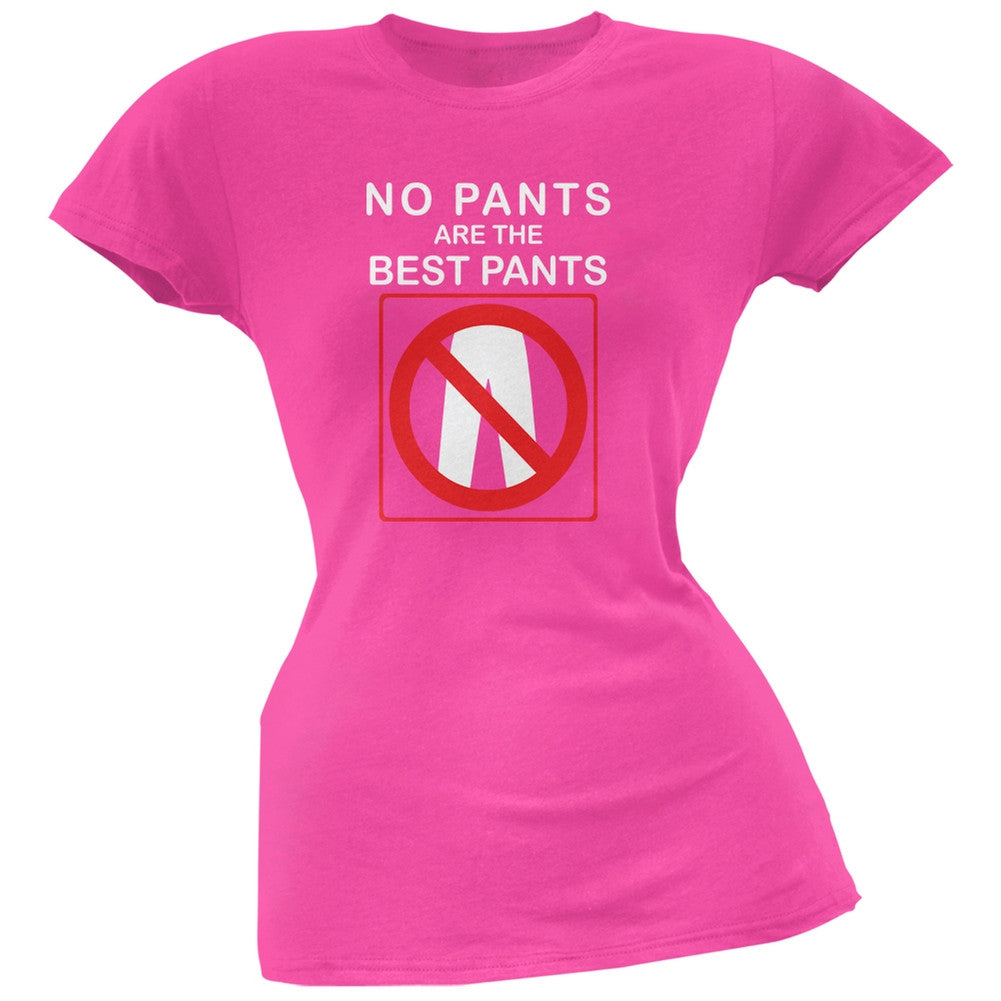 Best No Pants Funny Hot Pink Juniors Soft T-Shirt Juniors T-Shirts Old Glory 2XL Pink