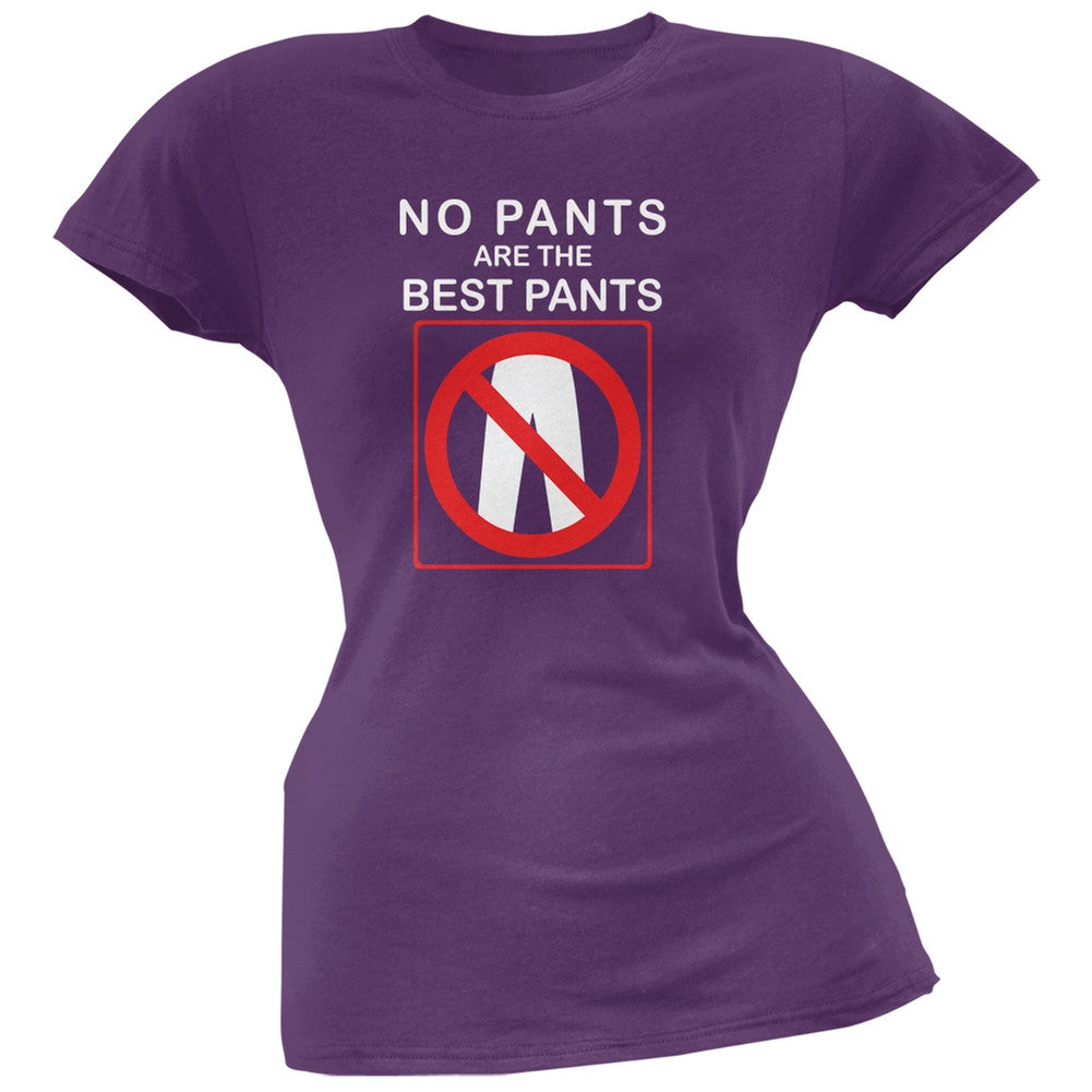 Best No Pants Funny Purple Juniors Soft T-Shirt Juniors T-Shirts Old Glory 2XL Purple