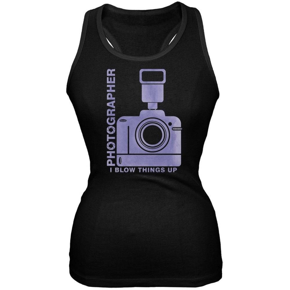 Photographer Blow Things Up Funny Black Juniors Soft Tank Top Juniors Tank Tops Old Glory 2XL Black