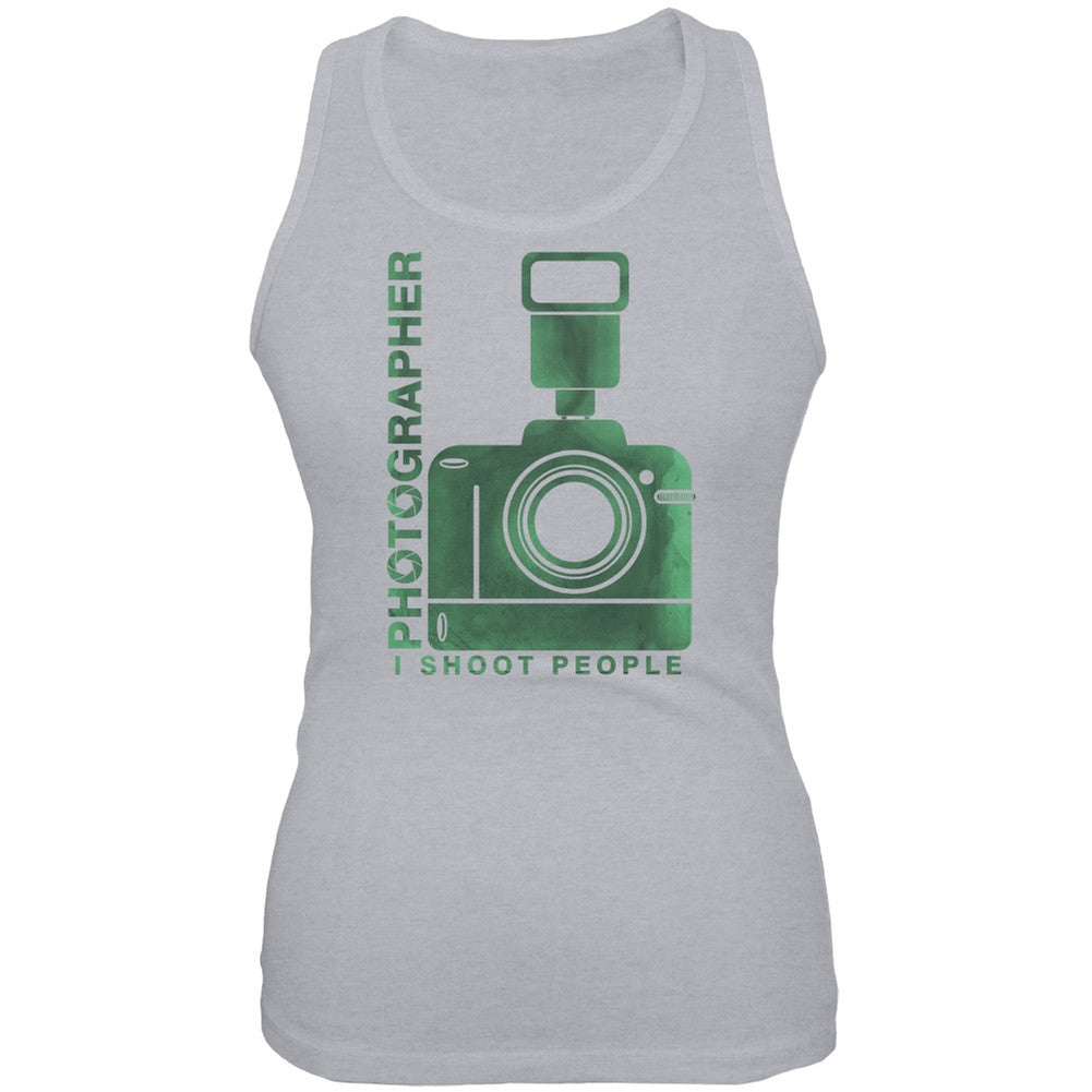 Photographer Shoot People Funny Heather Grey Juniors Soft Tank Top Juniors Tank Tops Old Glory 2XL Grey