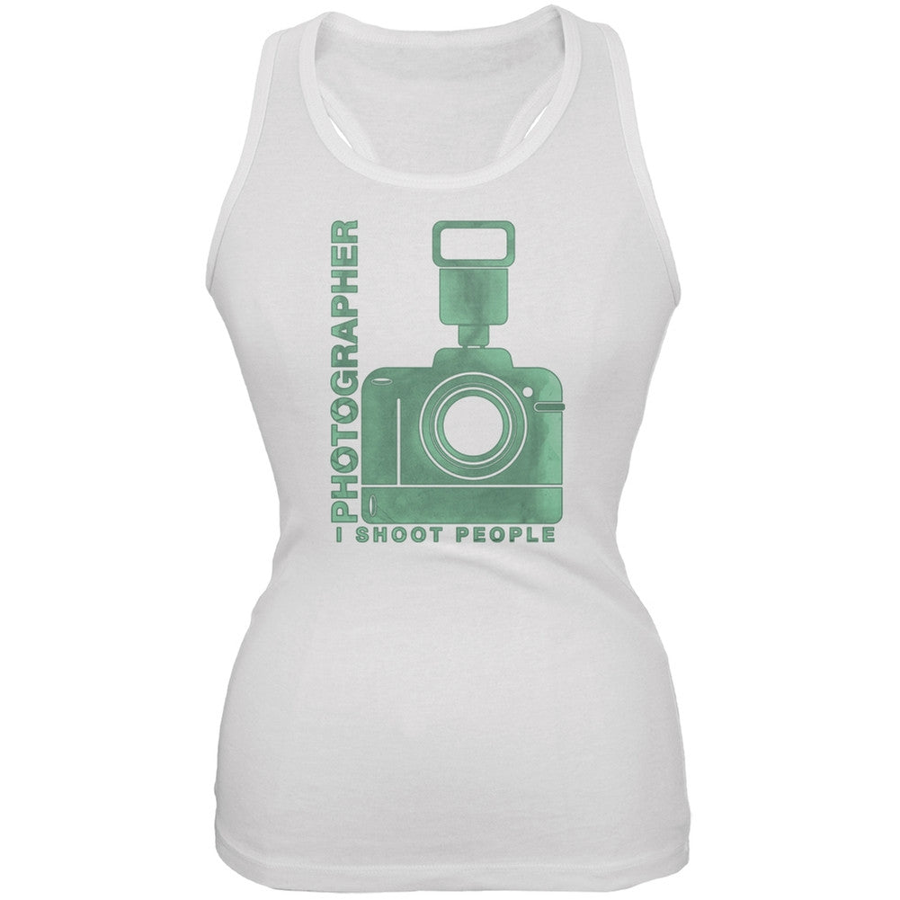 Photographer Shoot People Funny White Juniors Soft Tank Top Juniors Tank Tops Old Glory 2XL White