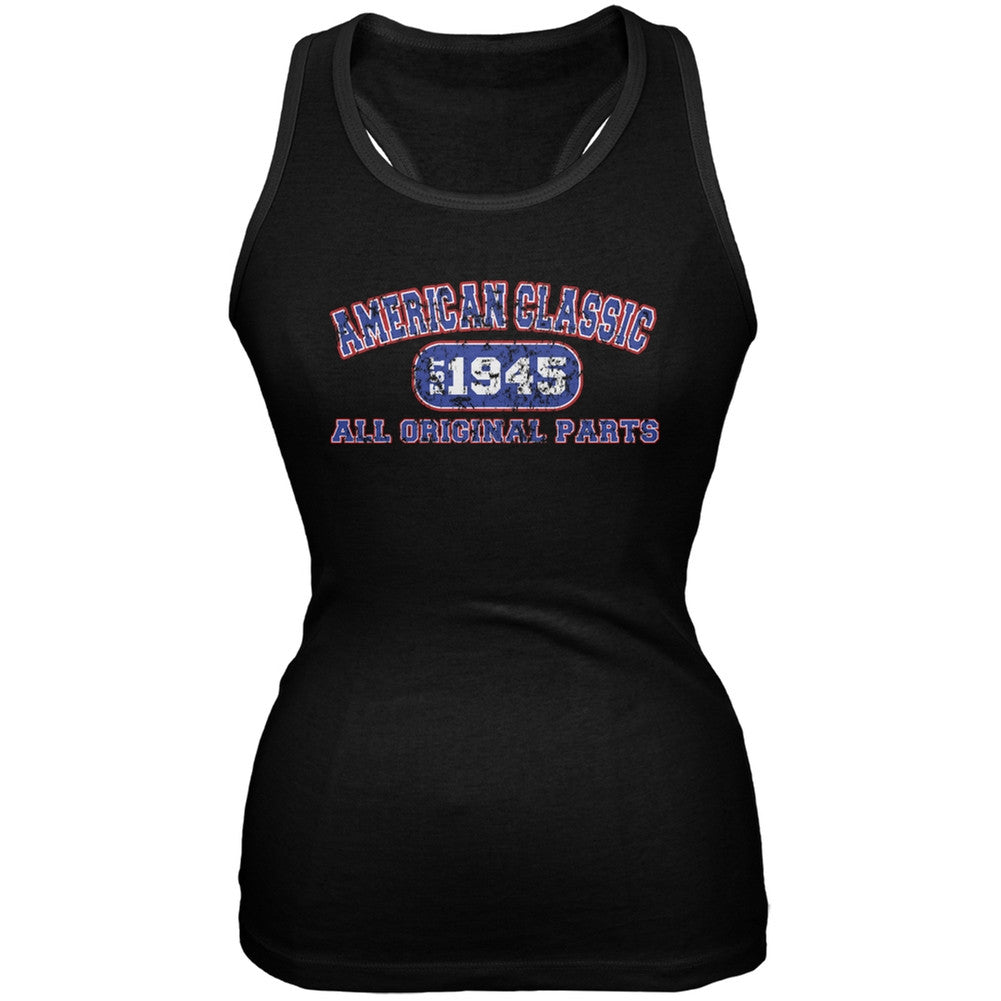 Classic American 1945 Funny Black Juniors Soft Tank Top Juniors Tank Tops Old Glory 2XL Black