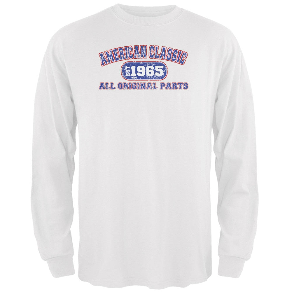 Classic American 1965 Funny White Adult Long Sleeve T-Shirt Men's Long Sleeves Old Glory 2XL White