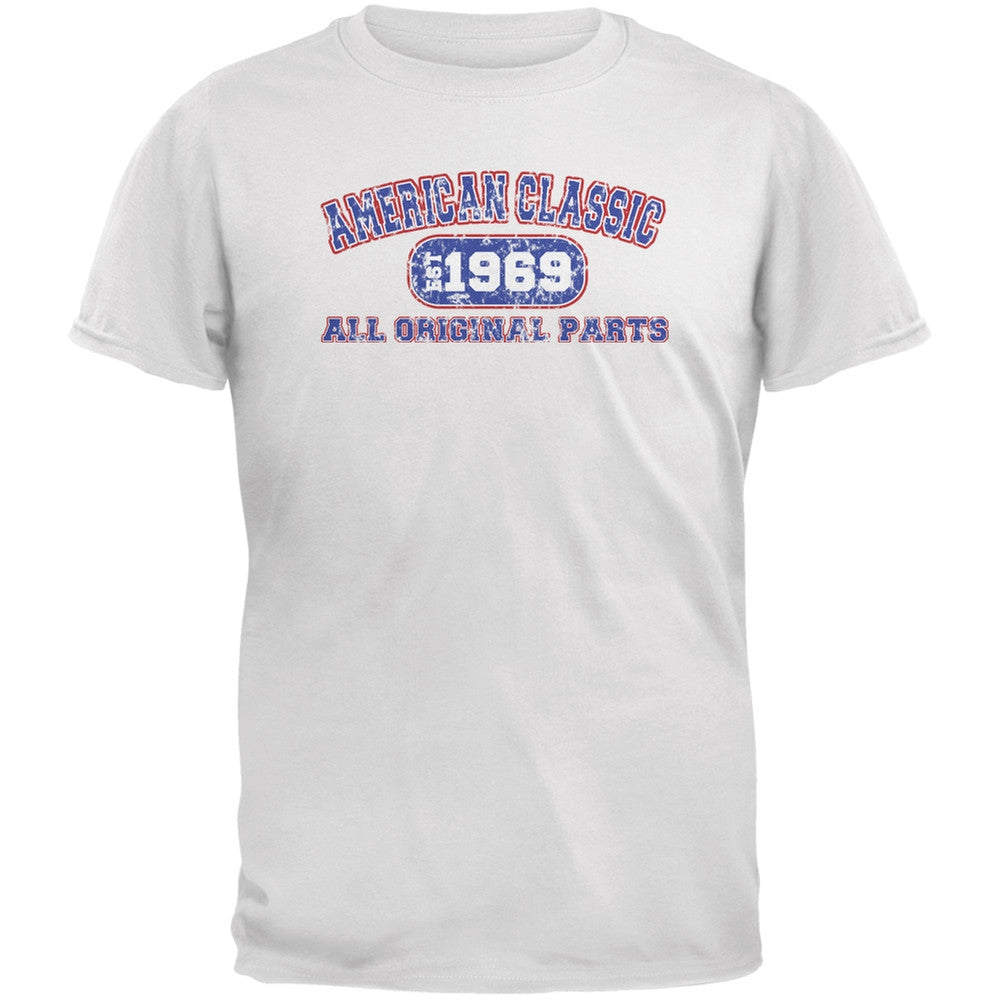 Classic American 1969 Funny White Adult T-Shirt Men's T-Shirts Old Glory 2XL White