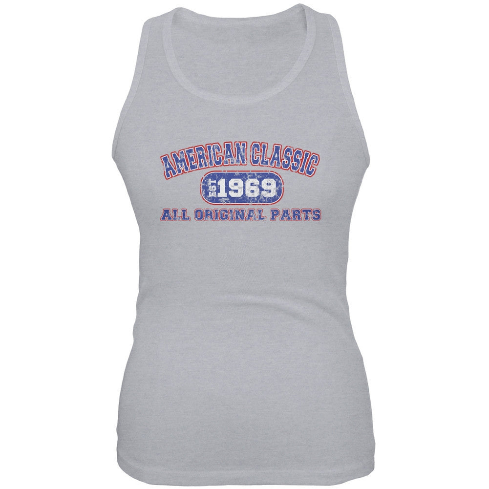 Classic American 1969 Funny Heather Grey Juniors Soft Tank Top Juniors Tank Tops Old Glory 2XL Grey