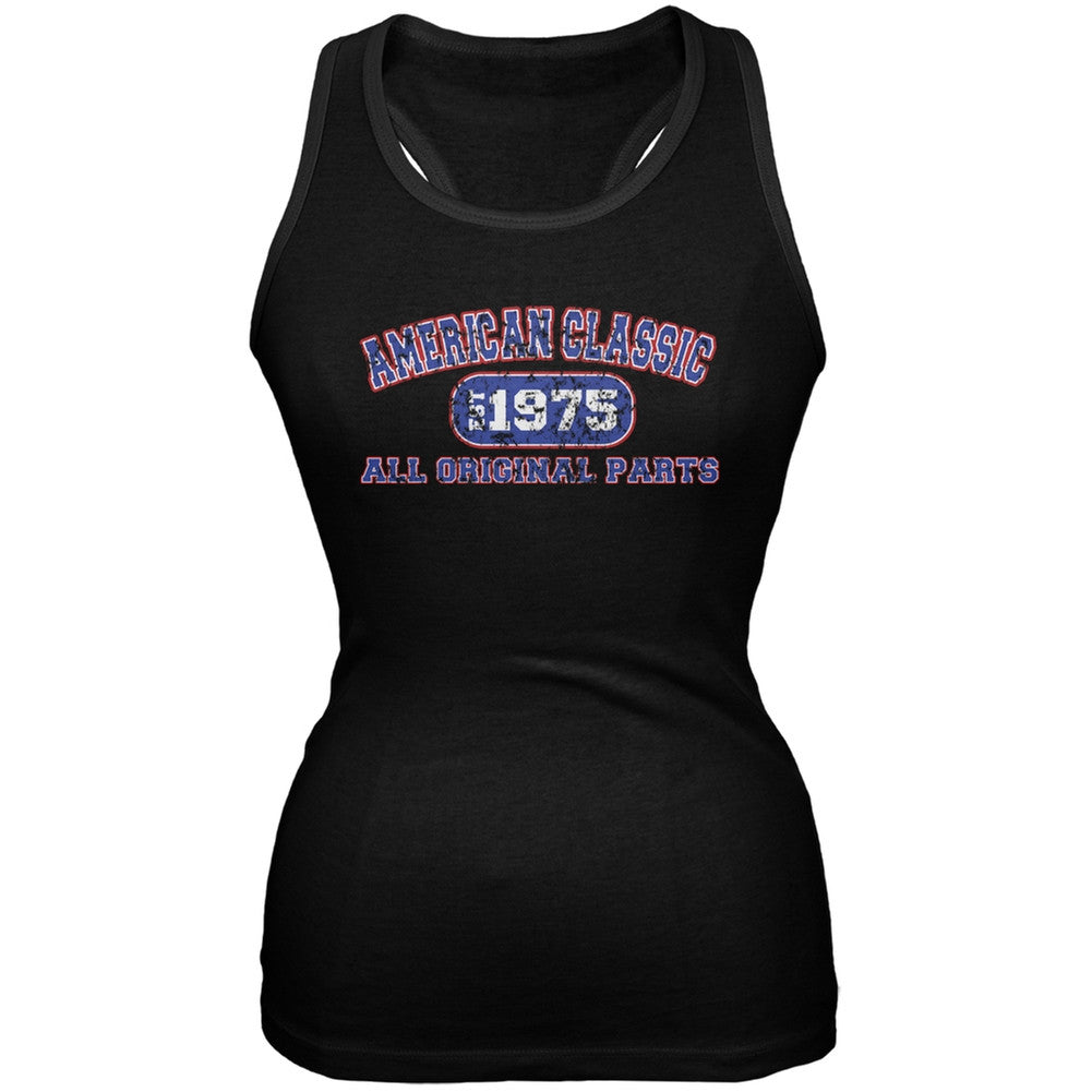 Classic American 1975 Funny Black Juniors Soft Tank Top Juniors Tank Tops Old Glory 2XL Black