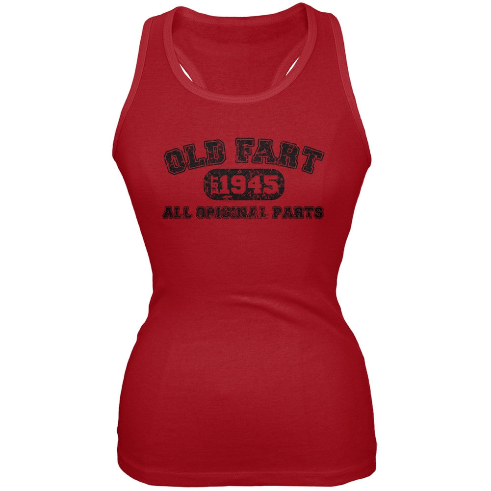 Old Fart Original Parts 1945 Funny Red Juniors Soft Tank Top Juniors Tank Tops Old Glory 2XL Red