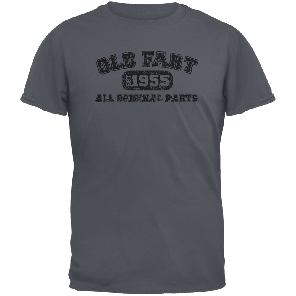 Old Fart Original Parts 1955 Funny Charcoal Grey Adult T-Shirt Men's T-Shirts Old Glory 2XL Grey