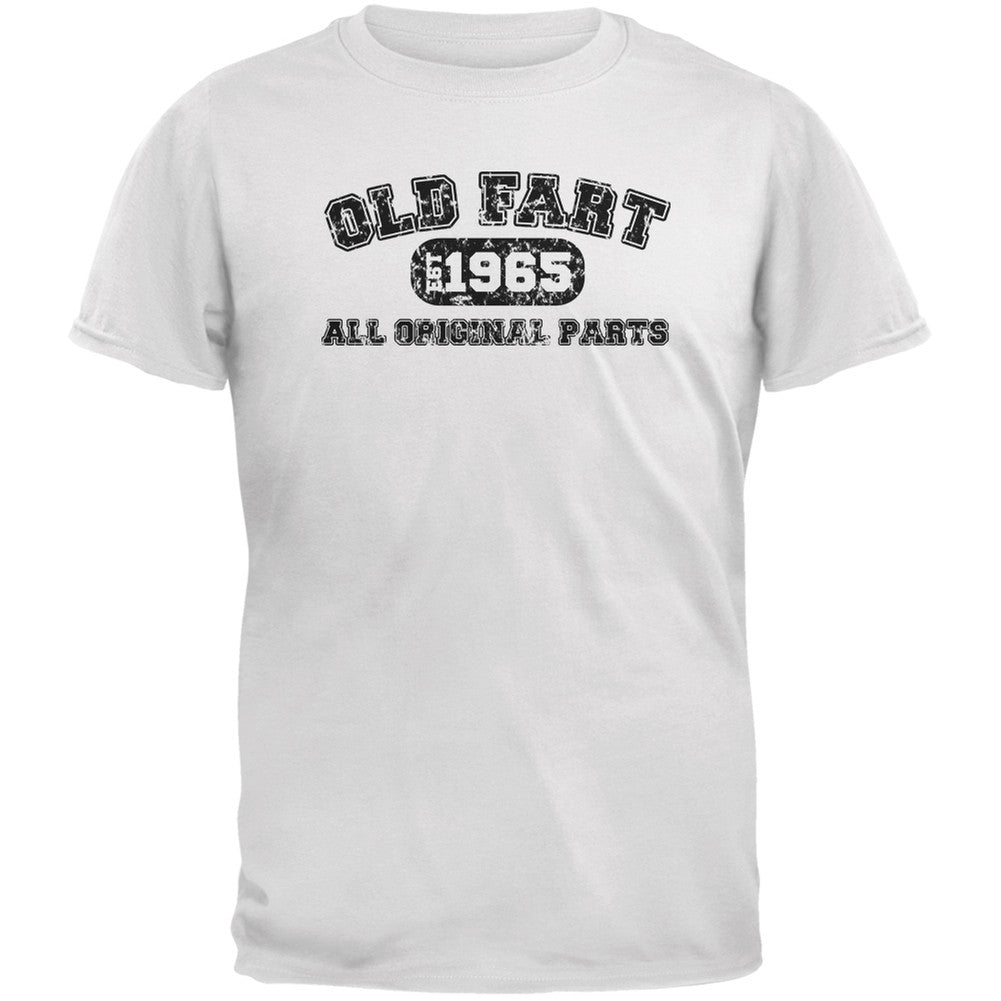 Old Fart Original Parts 1965 Funny White Adult T-Shirt Men's T-Shirts Old Glory 2XL White