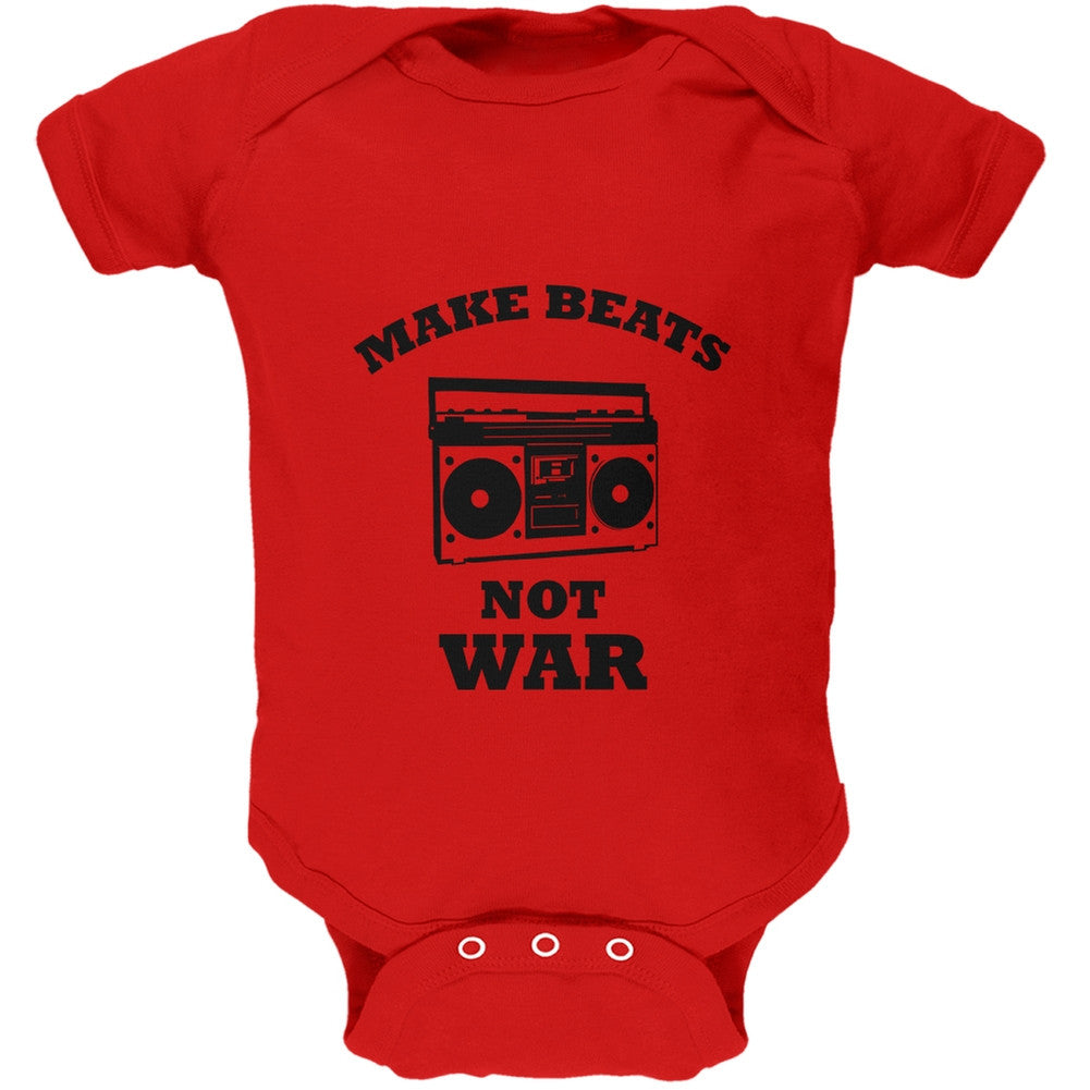 Make Beats Not War Boombox Red Soft Baby One Piece Baby One Piece Old Glory 0-3M Red