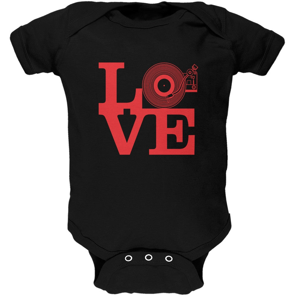 Love Record Player Black Soft Baby One Piece Baby One Piece Old Glory 0-3M Black