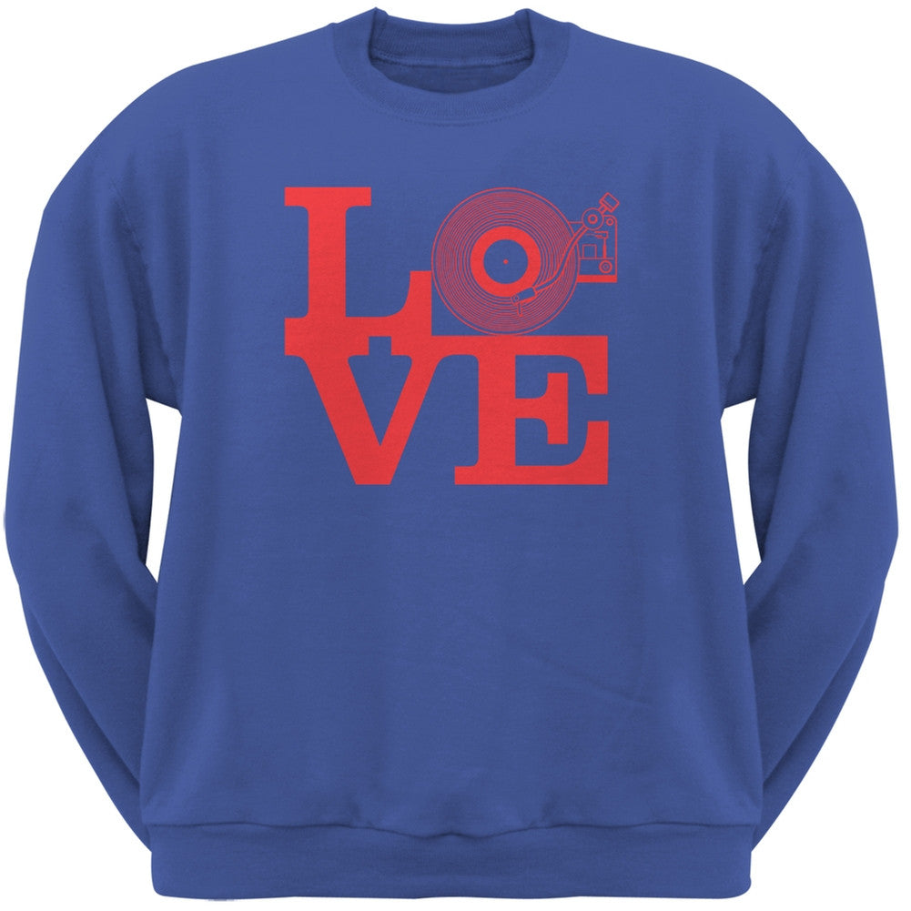 Love Record Player Royal Adult Sweatshirt Men's Sweatshirts Old Glory 2XL Blue
