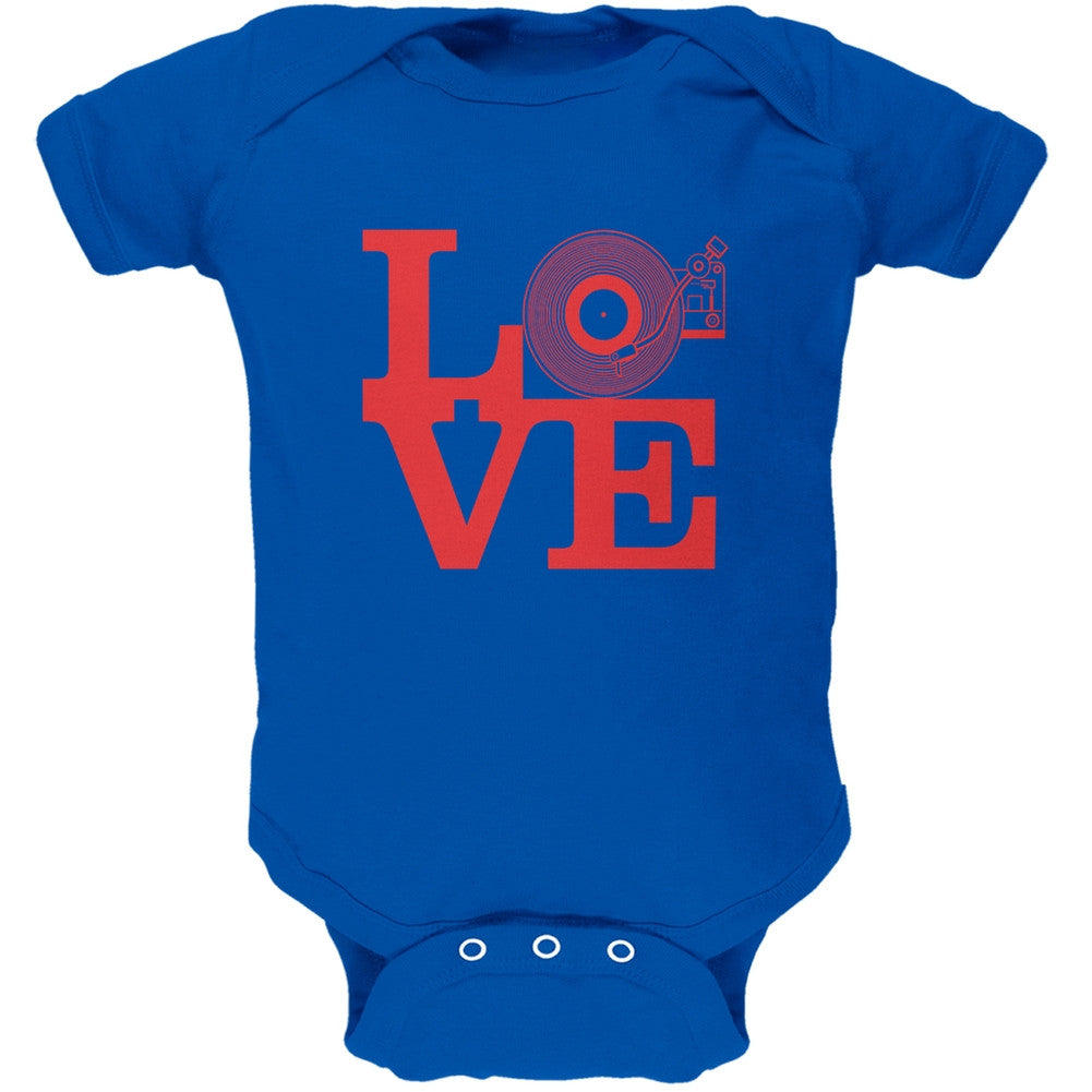 Love Record Player Royal Soft Baby One Piece Baby One Piece Old Glory 0-3M Blue