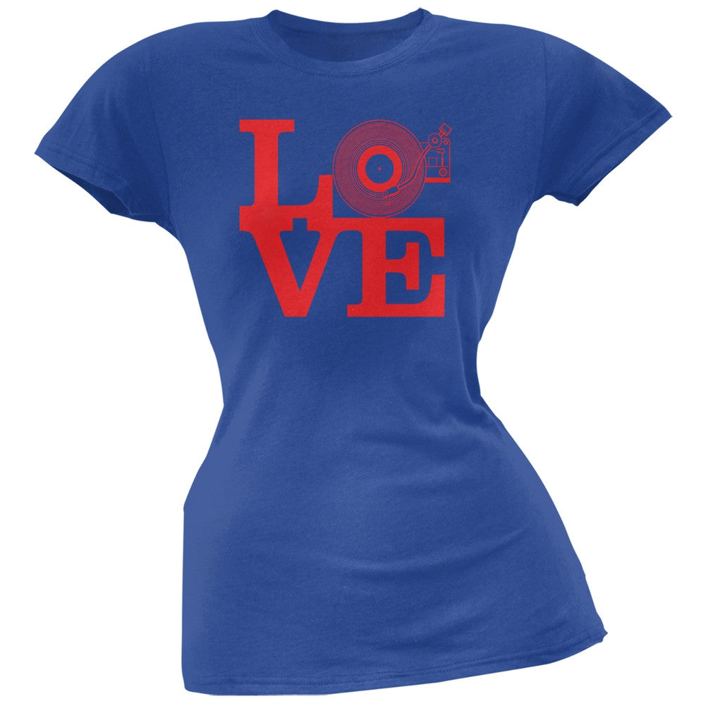 Love Record Player Royal Soft Juniors T-Shirt Juniors T-Shirts Old Glory 2X Blue