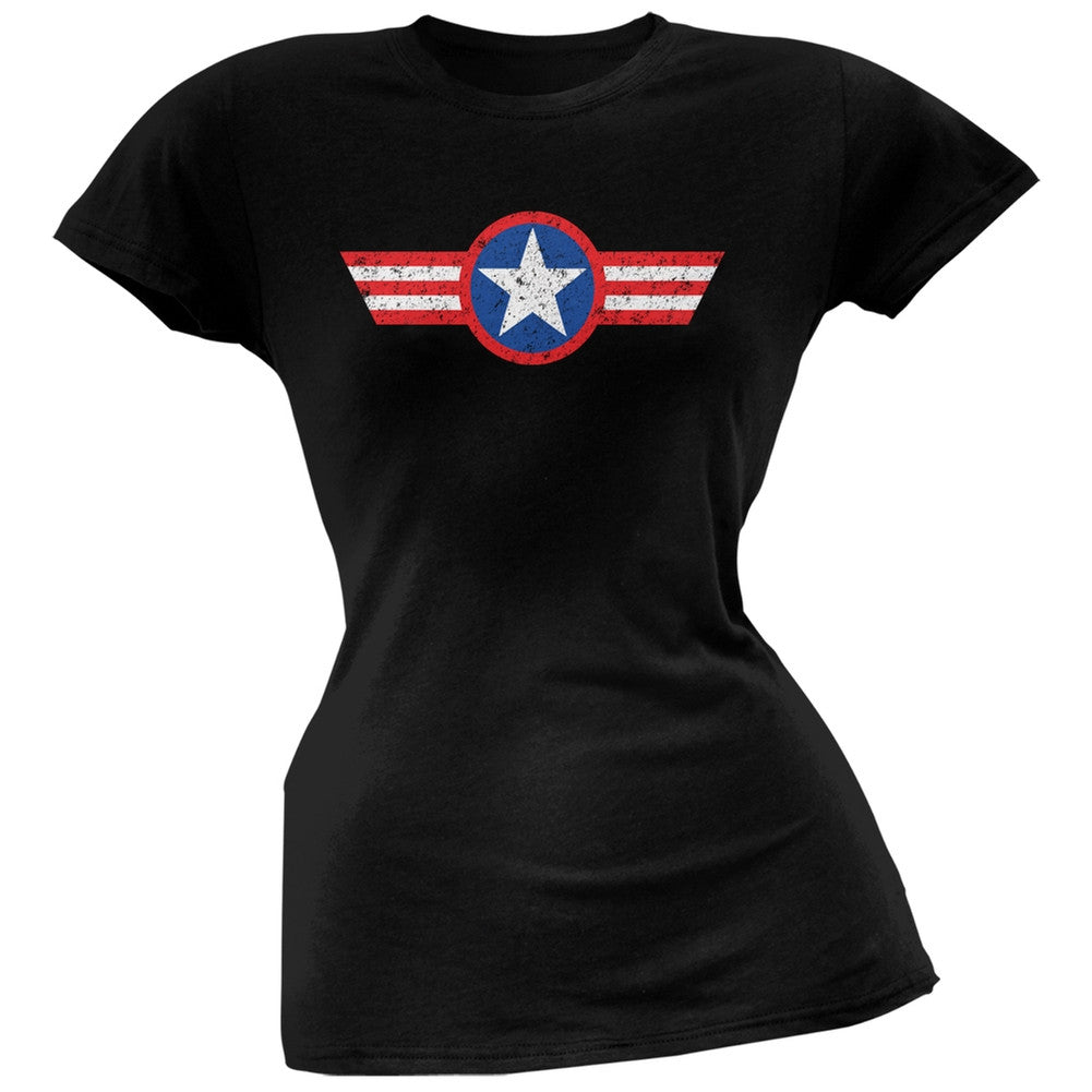 American Star Black Soft Juniors T-Shirt Juniors T-Shirts Old Glory 2XL Black