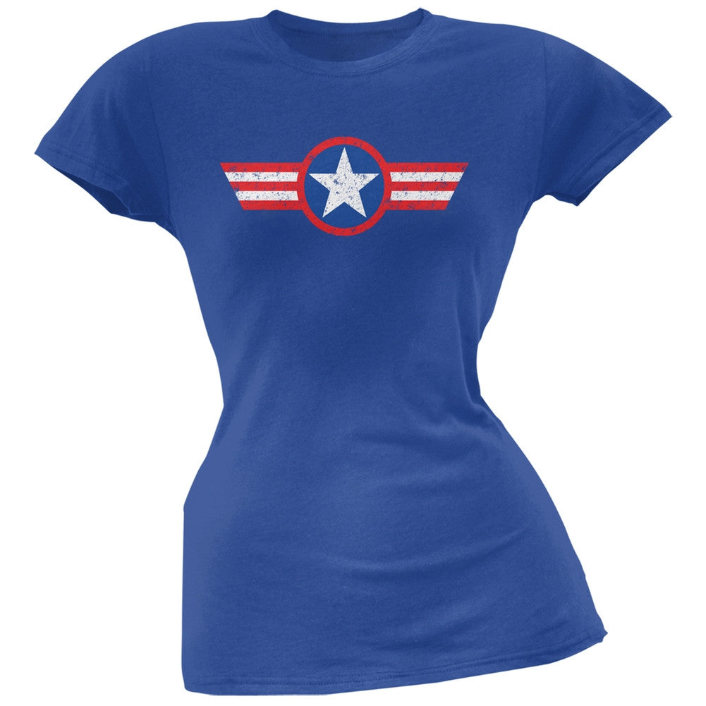 American Star Royal Soft Juniors T-Shirt Juniors T-Shirts Old Glory SM Blue