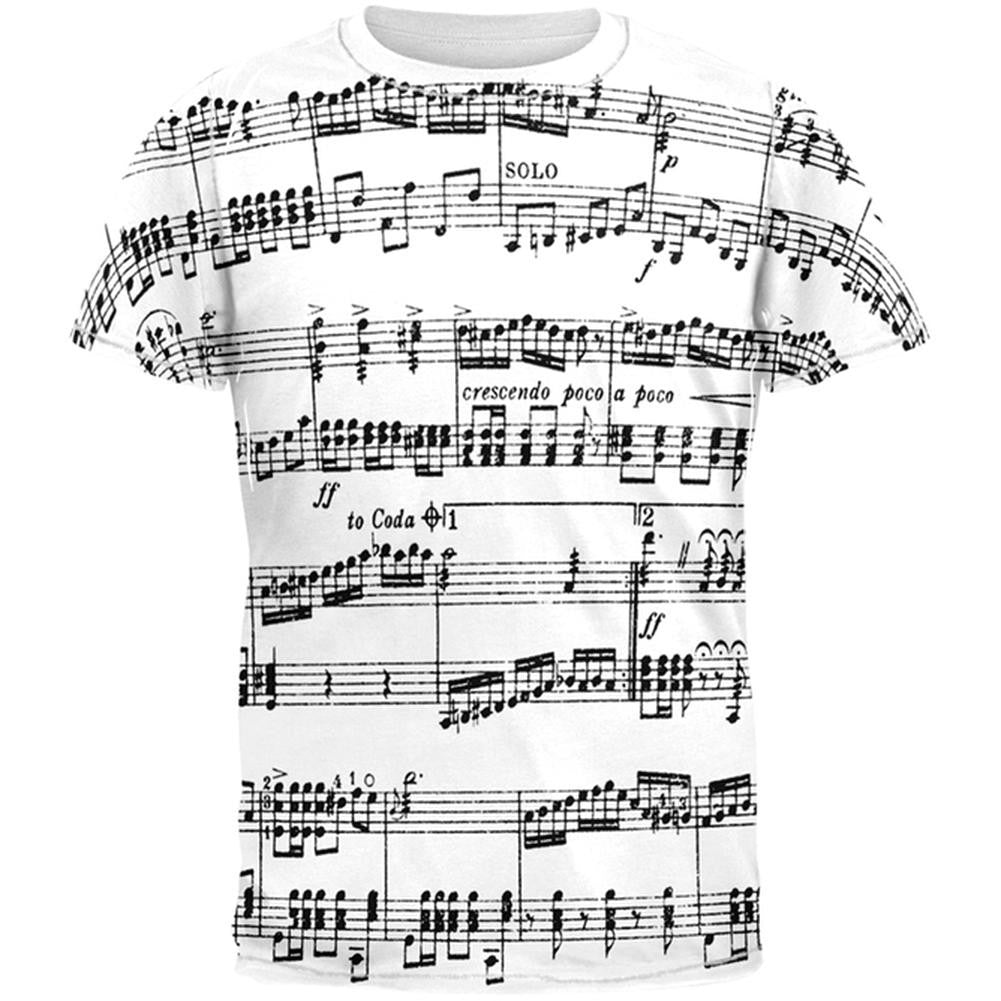 Music Staff All Over Adult T-Shirt Men's T-Shirts Old Glory 2XL Multi