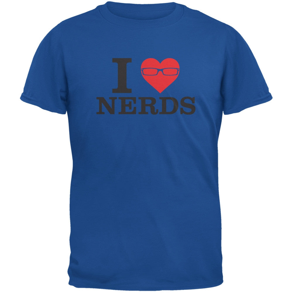 I Heart Nerds Royal Adult T-Shirt Men's T-Shirts Old Glory 2XL Blue