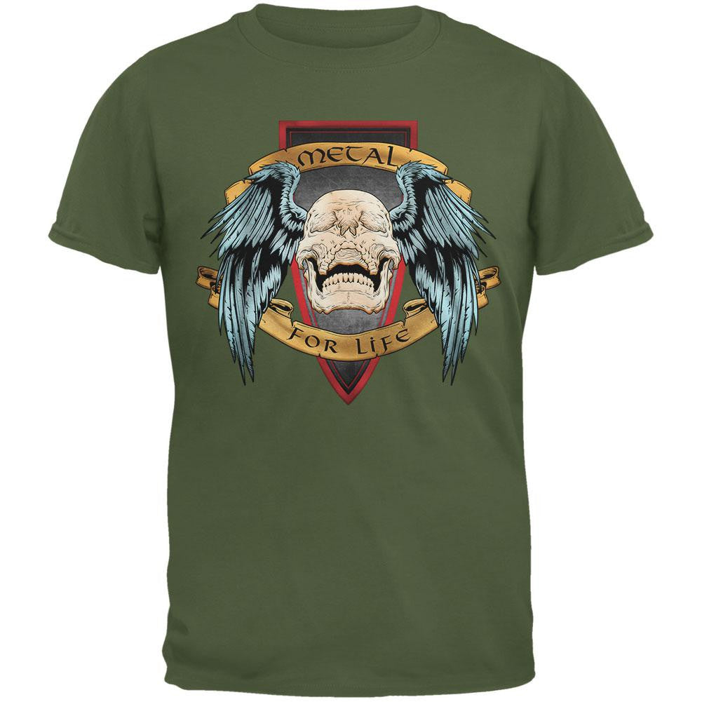 Metal for Life Military Green Adult T-Shirt Men's T-Shirts Old Glory 2XL Green