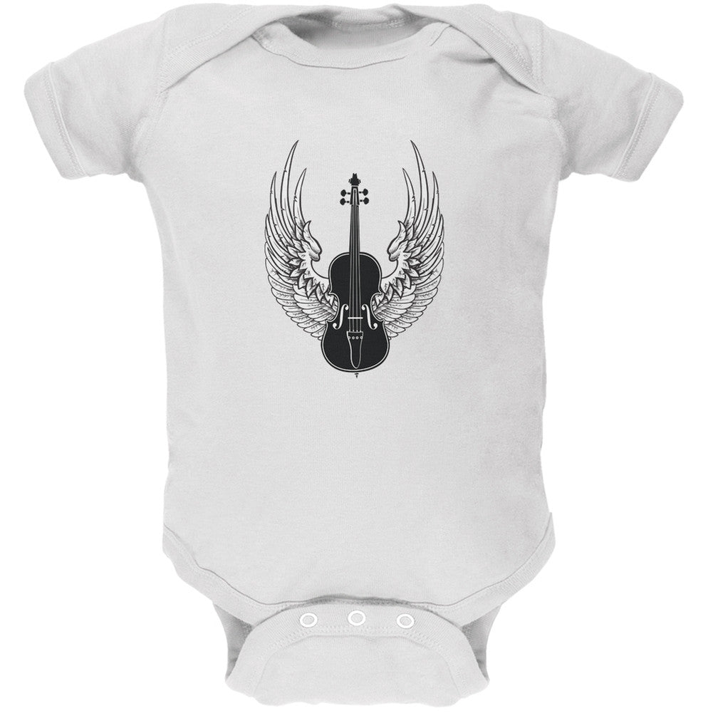 Winged Violin White Soft Baby One Piece Baby One Piece Old Glory 0-3M White