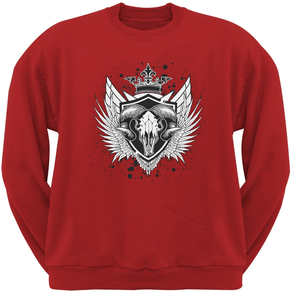 Ram Skull Red Adult Sweatshirt Men's Sweatshirts Old Glory 2XL Red