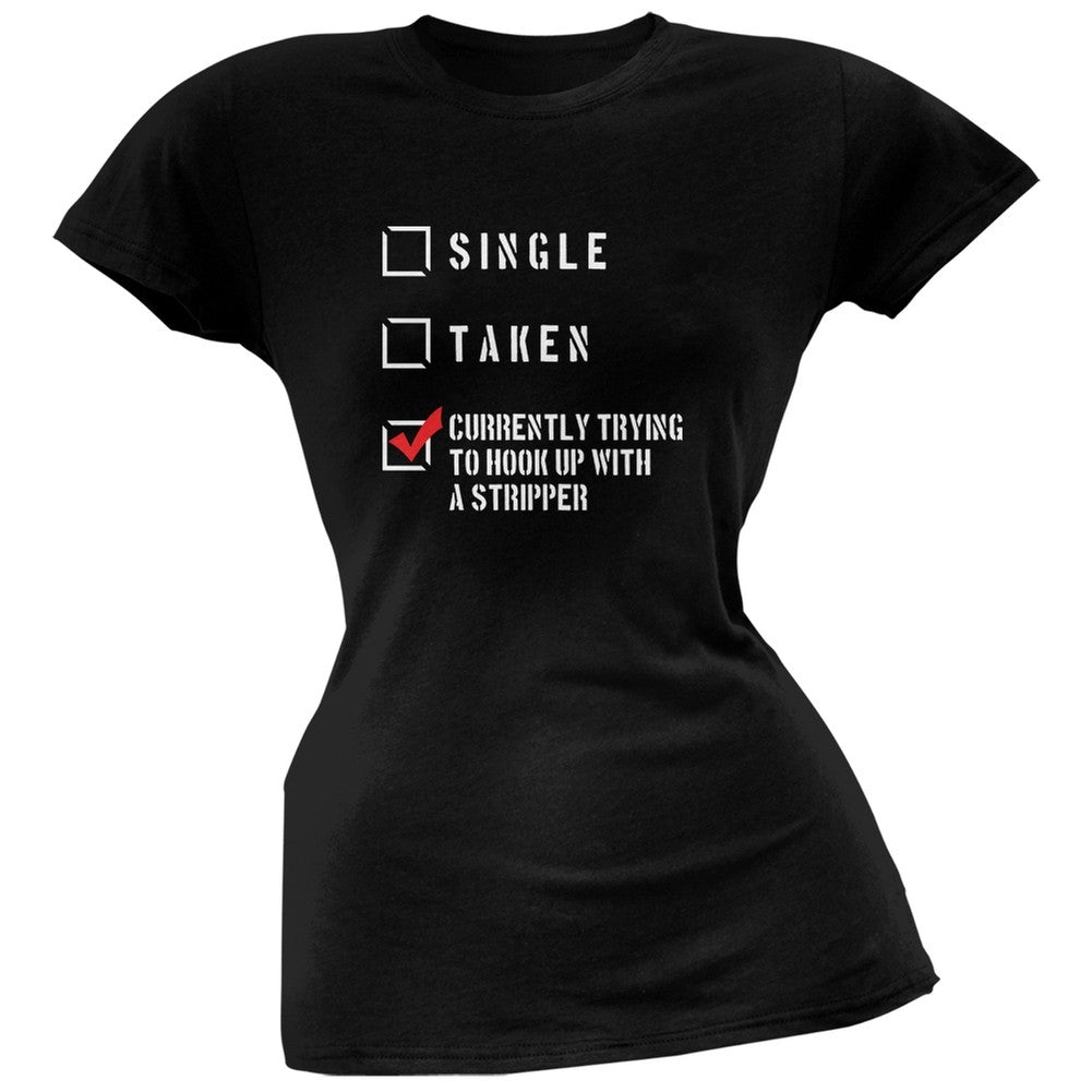Stripper Hook Up Funny Black Juniors Soft T-Shirt Juniors T-Shirts Old Glory 2XL Black