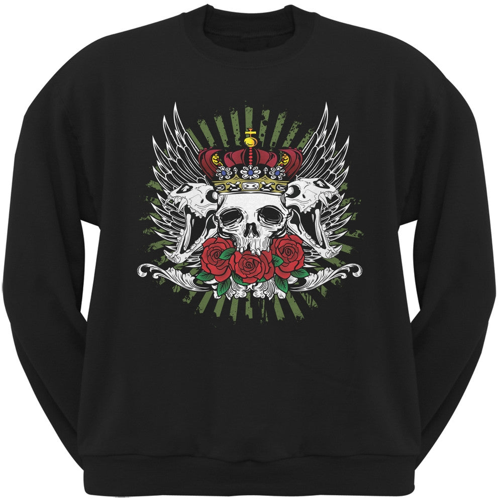 Skull & Roses Black Adult Sweatshirt Men's Sweatshirts Old Glory 2XL Black