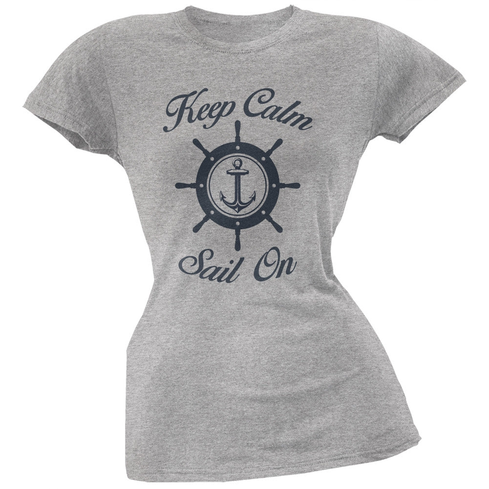 Sail On Heather Grey Soft Juniors T-Shirt Juniors T-Shirts Old Glory 2XL Grey