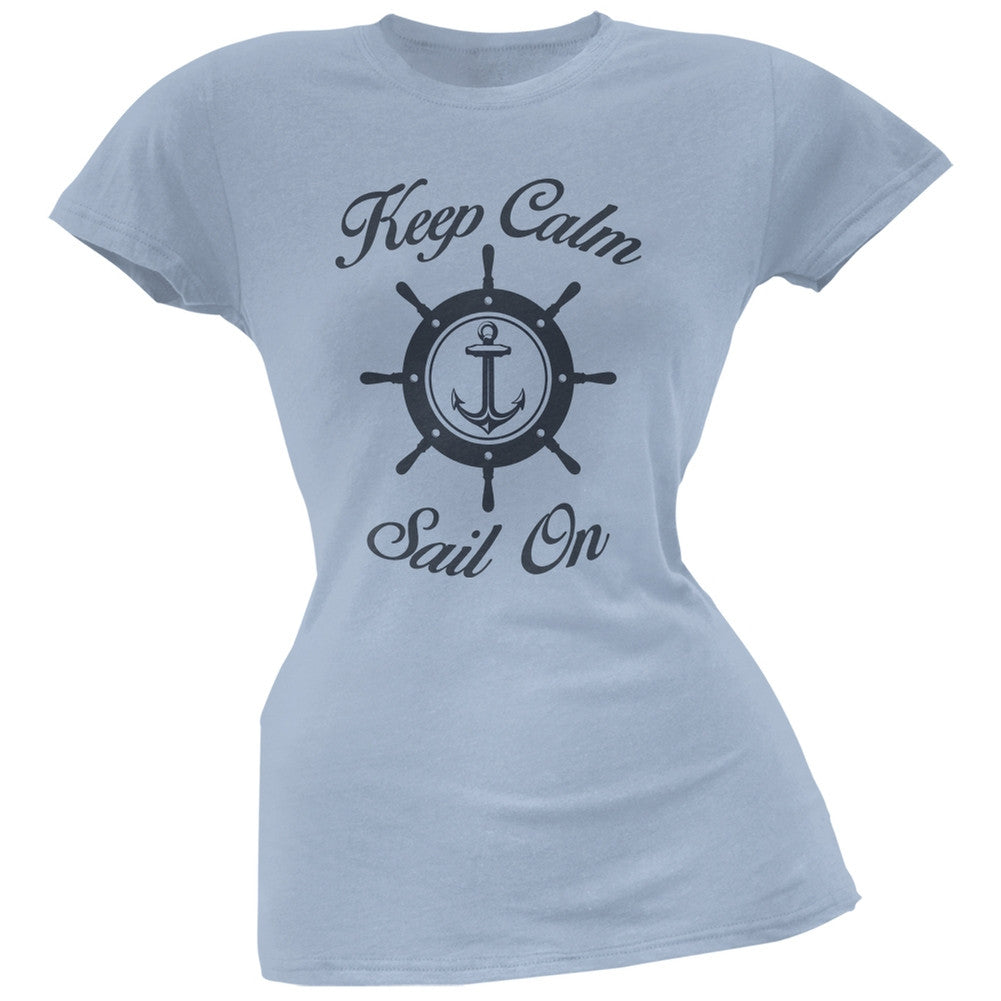 Sail On Light Blue Soft Juniors T-Shirt Juniors T-Shirts Old Glory 2XL Blue