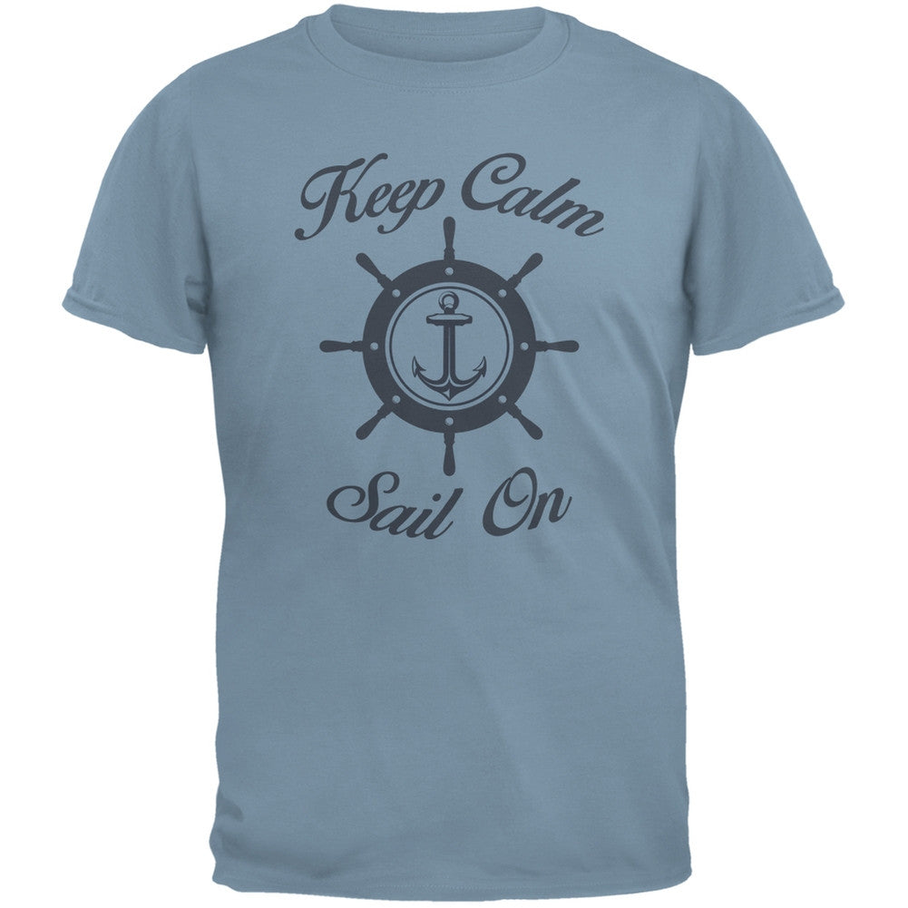 Sail On Stone Blue Adult T-Shirt Men's T-Shirts Old Glory 2XL Blue