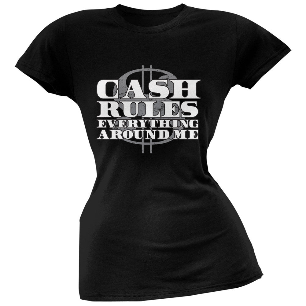 Cash Rules Black Soft Juniors T-Shirt Juniors T-Shirts Old Glory 2XL Black