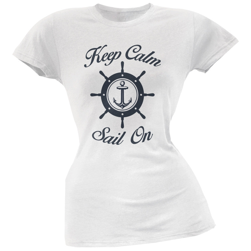 Sail On White Soft Juniors T-Shirt Juniors T-Shirts Old Glory 2XL White