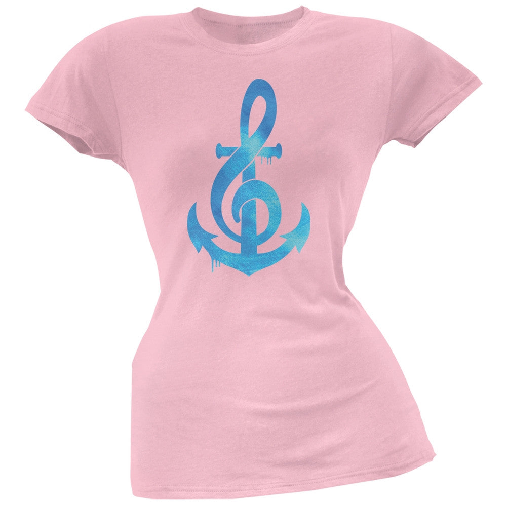 Anchor Clef Light Pink Soft Juniors T-Shirt Juniors T-Shirts Old Glory 2XL Pink