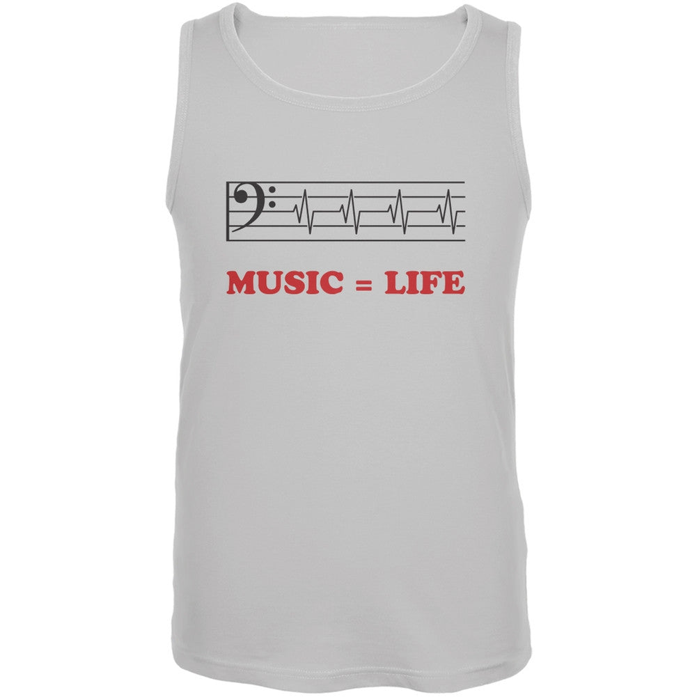 Music=Life Bass Clef White Adult Tank Top Men's Tank Tops Old Glory 2XL White