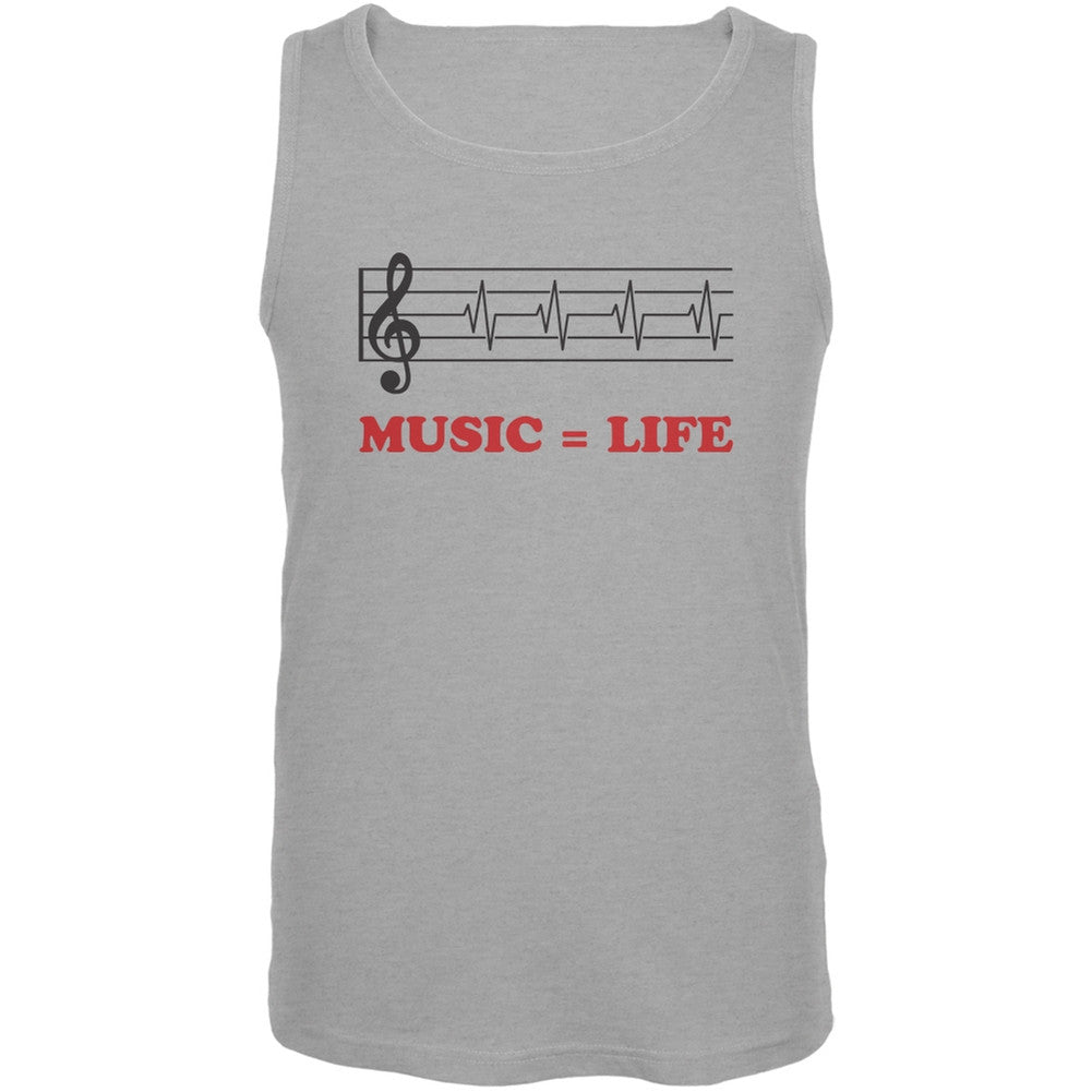 Music=Life Treble Clef Heather Grey Adult Tank Top Men's Tank Tops Old Glory 2XL Grey