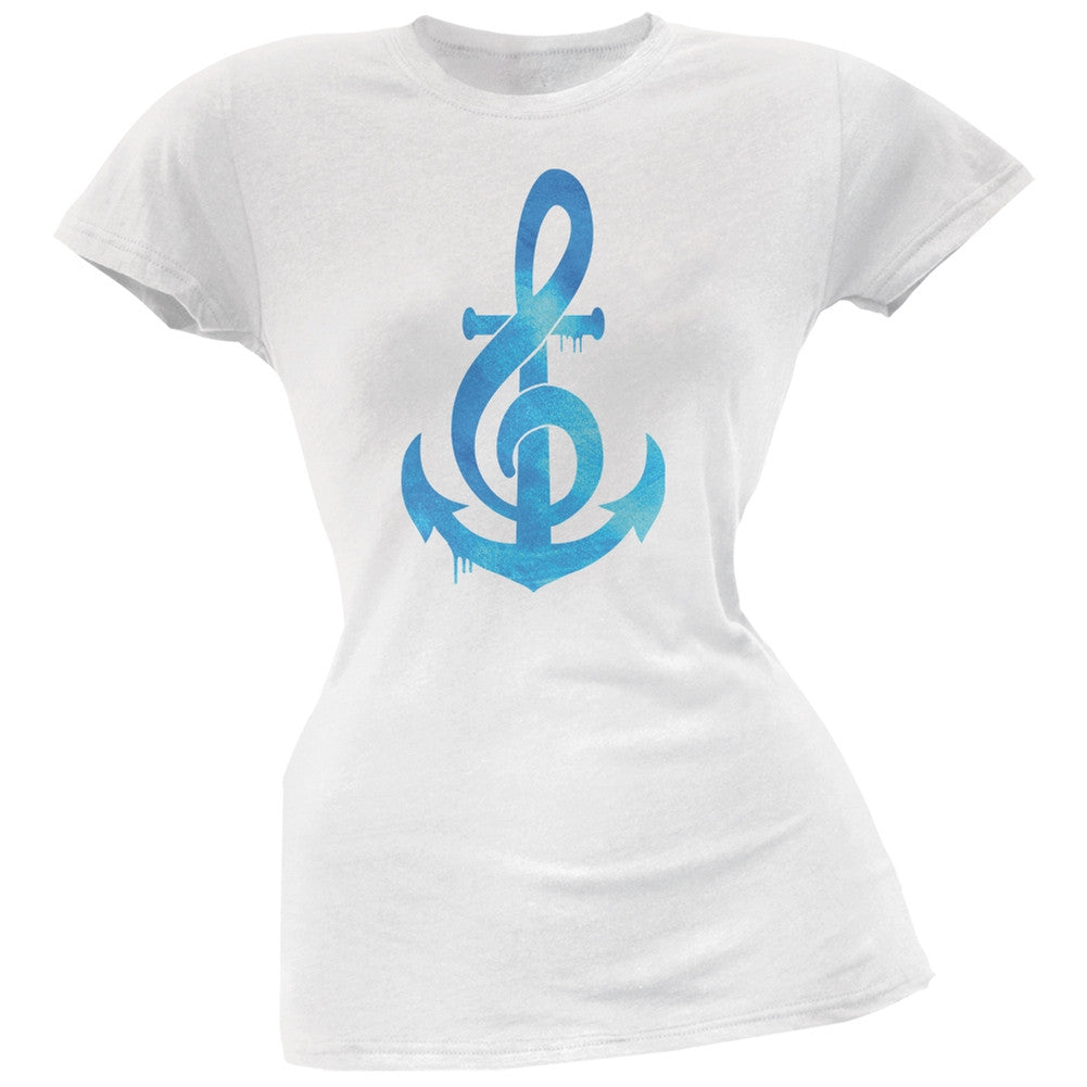 Anchor Clef White Soft Juniors T-Shirt Juniors T-Shirts Old Glory 2XL White