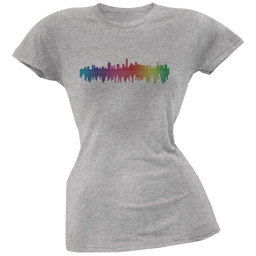 City Levels Heather Grey Soft Juniors T-Shirt Juniors T-Shirts Old Glory 2XL Grey