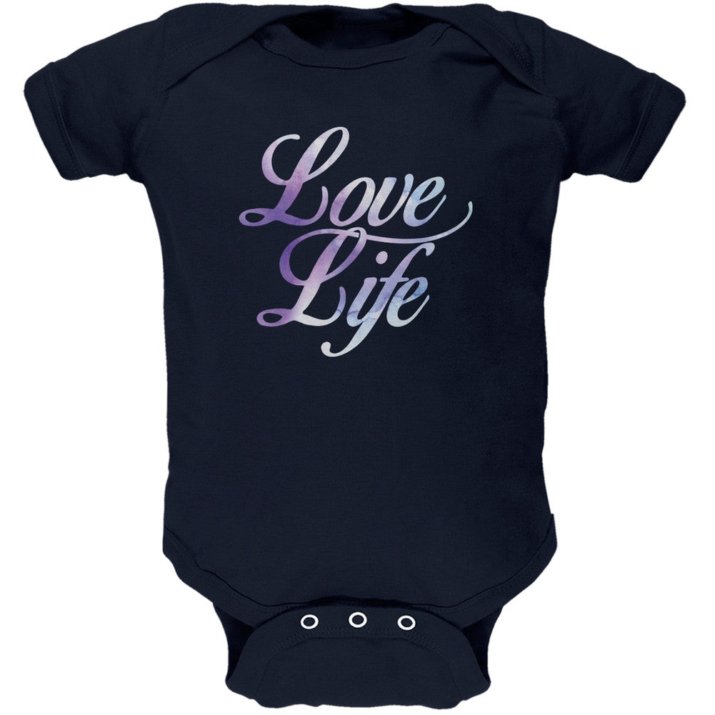 Love Life Watercolor Navy Soft Baby One Piece Baby One Piece Old Glory 0-3M Blue