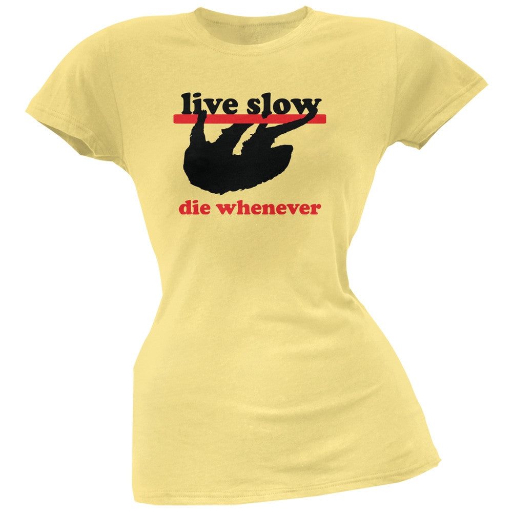 Live Slow Yellow Soft Juniors T-Shirt Juniors T-Shirts Old Glory 2XL Yellow