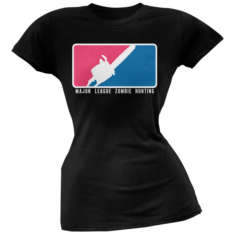 Major League Zombie Hunter Black Soft Juniors T-Shirt Juniors T-Shirts Old Glory 2XL Black