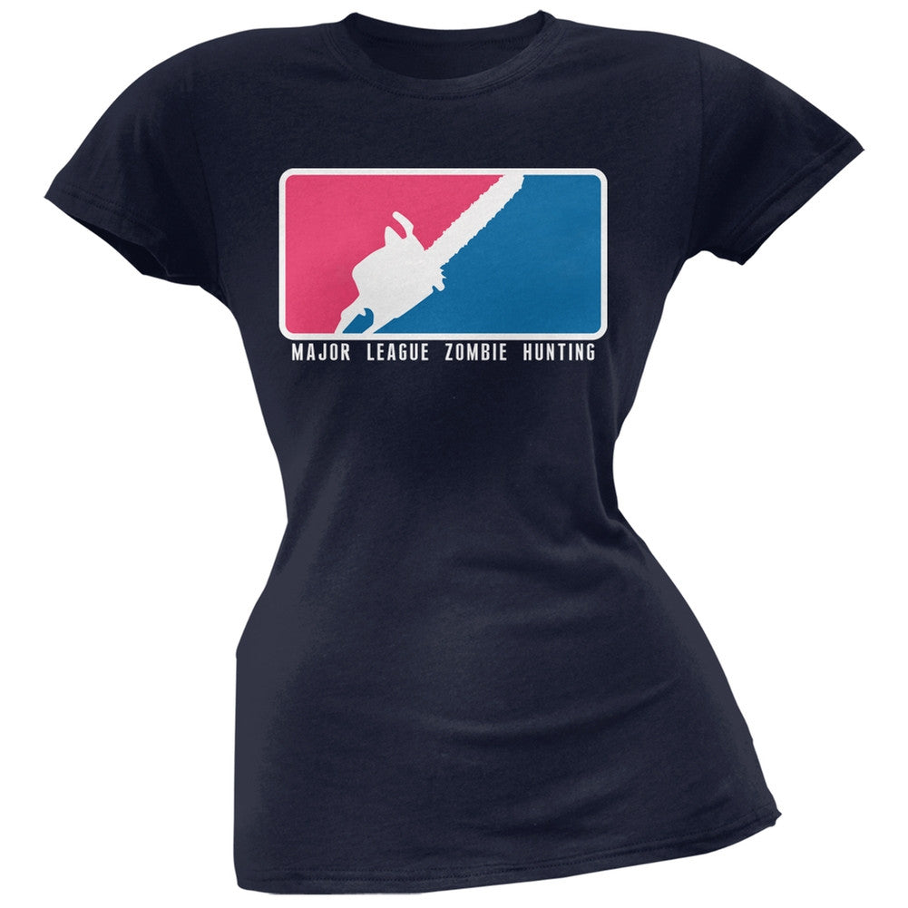 Major League Zombie Hunter Navy Soft Juniors T-Shirt Juniors T-Shirts Old Glory 2XL Blue