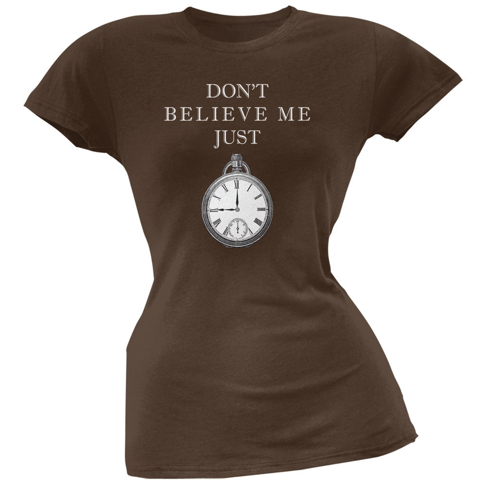 Dont Believe Me Brown Soft Juniors T-Shirt Juniors T-Shirts Old Glory 2XL Brown