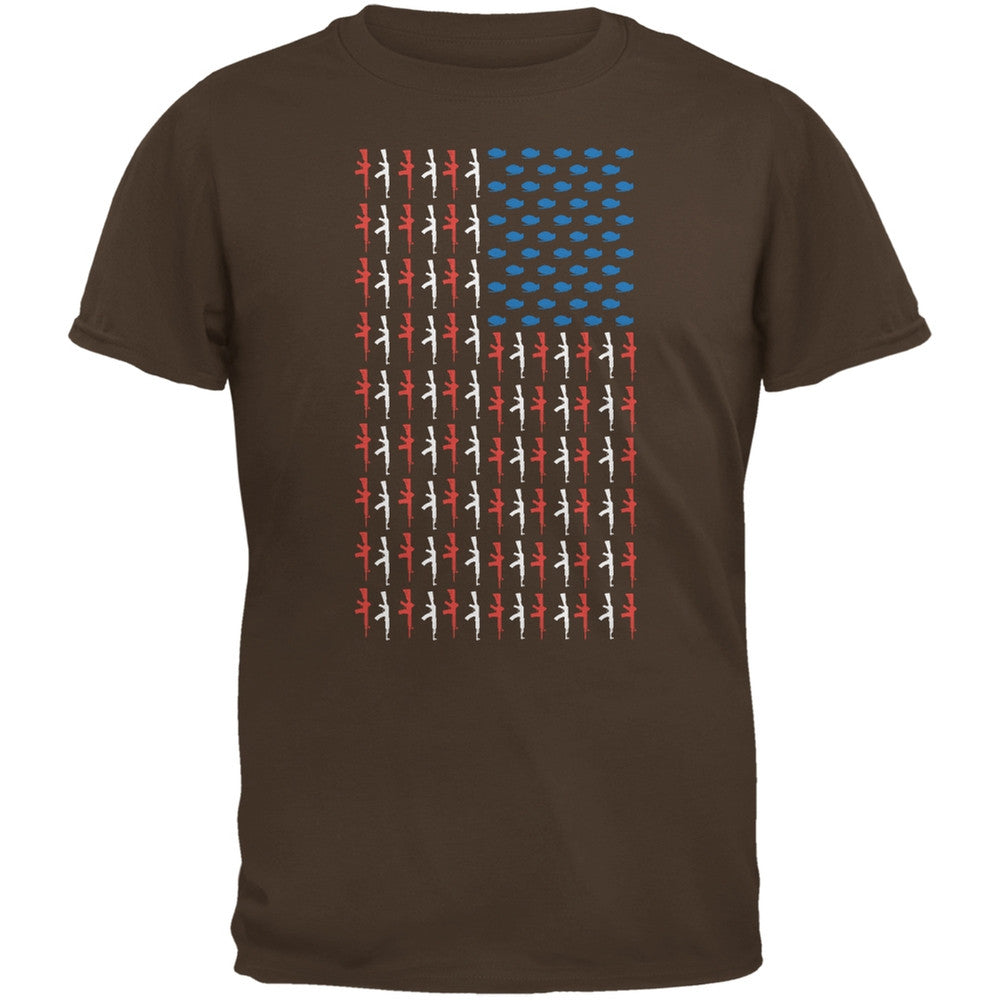 Gun Flag Brown Adult T-Shirt Men's T-Shirts Old Glory 2XL Brown