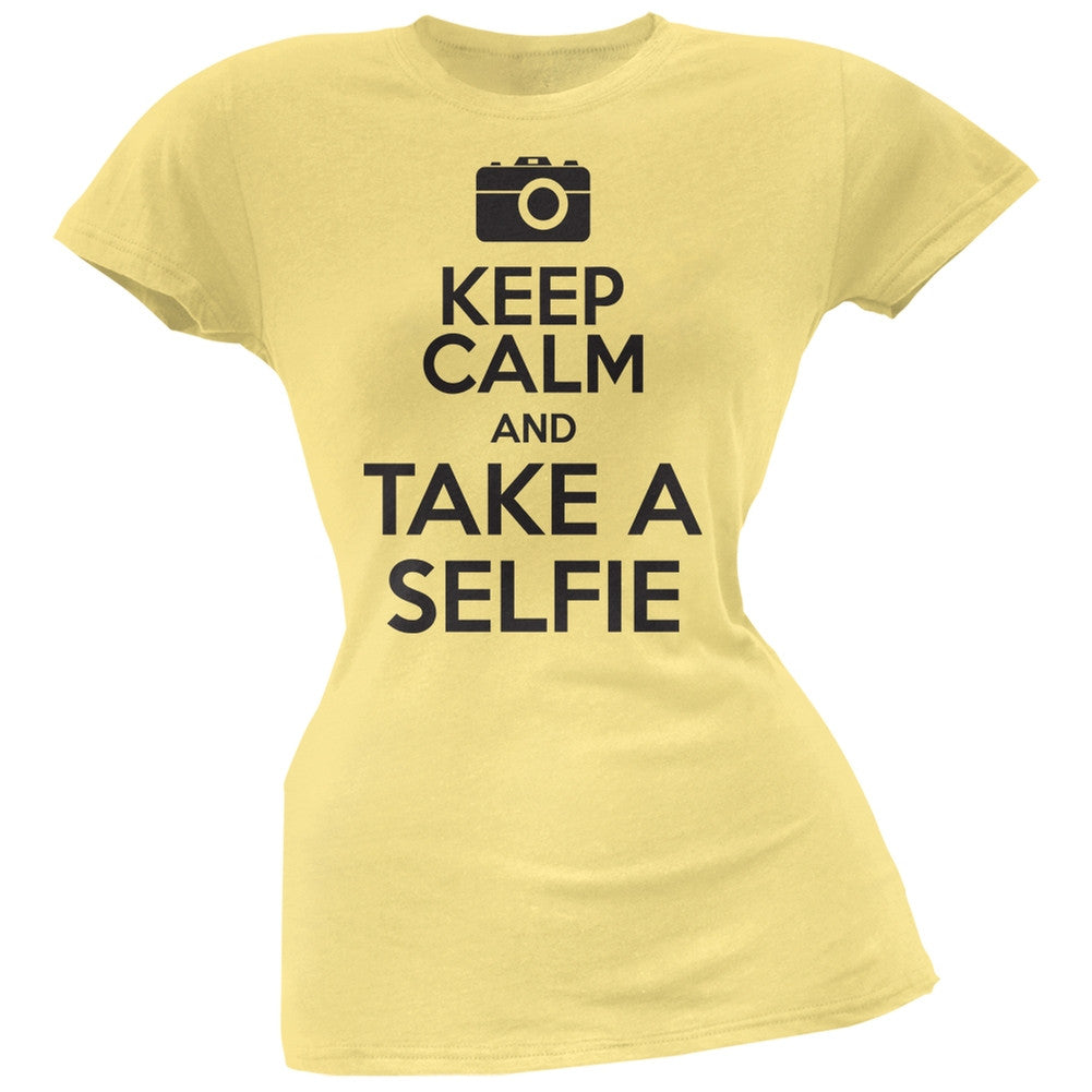 Keep Calm Take a Selfie Heather Grey Soft Juniors T-Shirt Juniors T-Shirts Old Glory