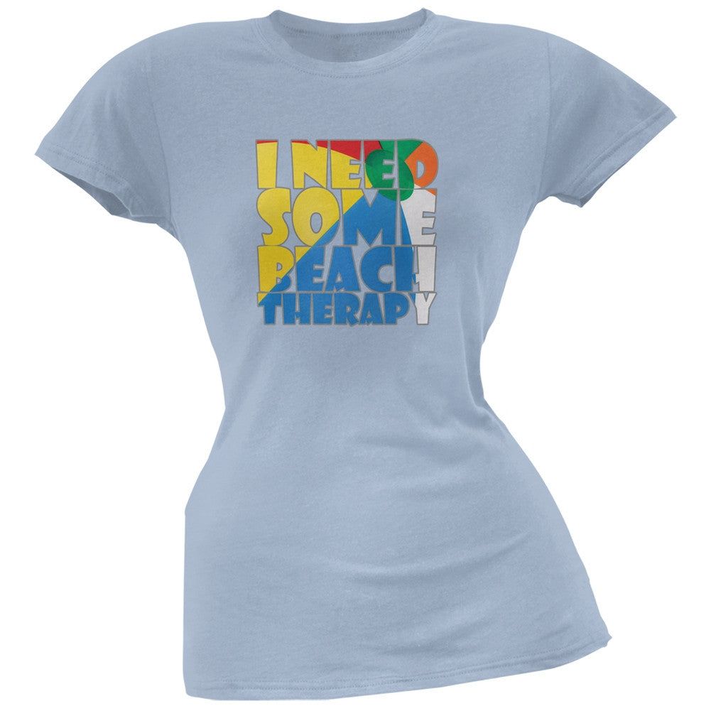 Beach Therapy Light Blue Juniors Soft T-Shirt Juniors T-Shirts Old Glory 2XL Blue
